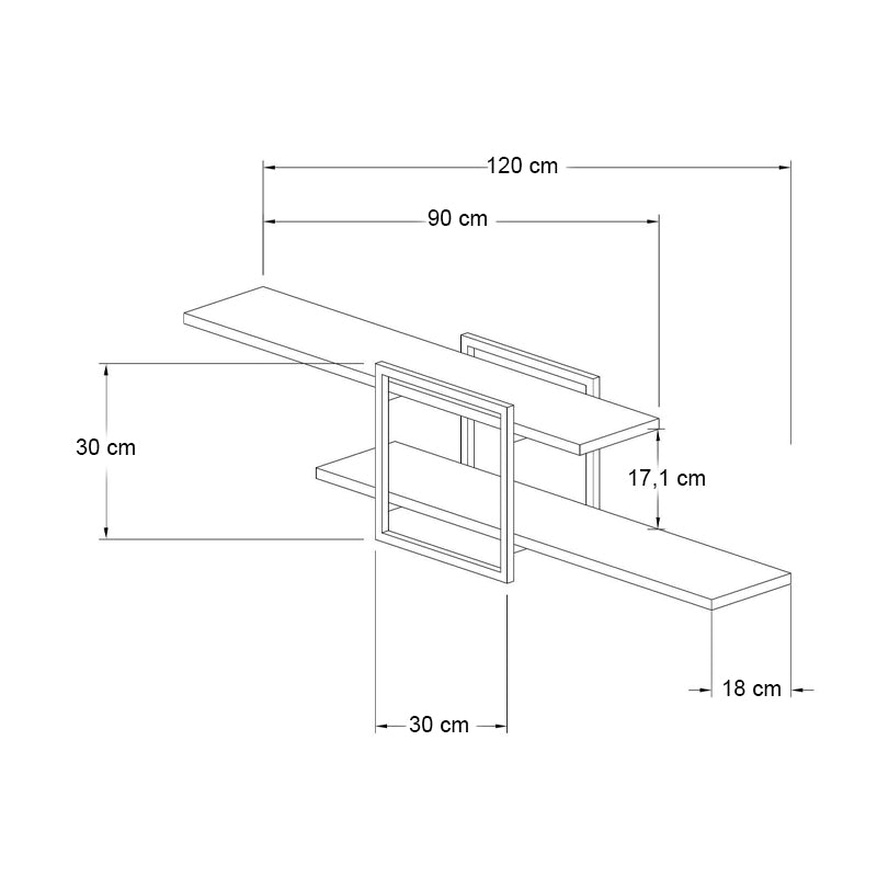 Ραφιέρα Τοίχου Mone Χρώμα Sapphire Oak - Μαύρο 120x18x30
