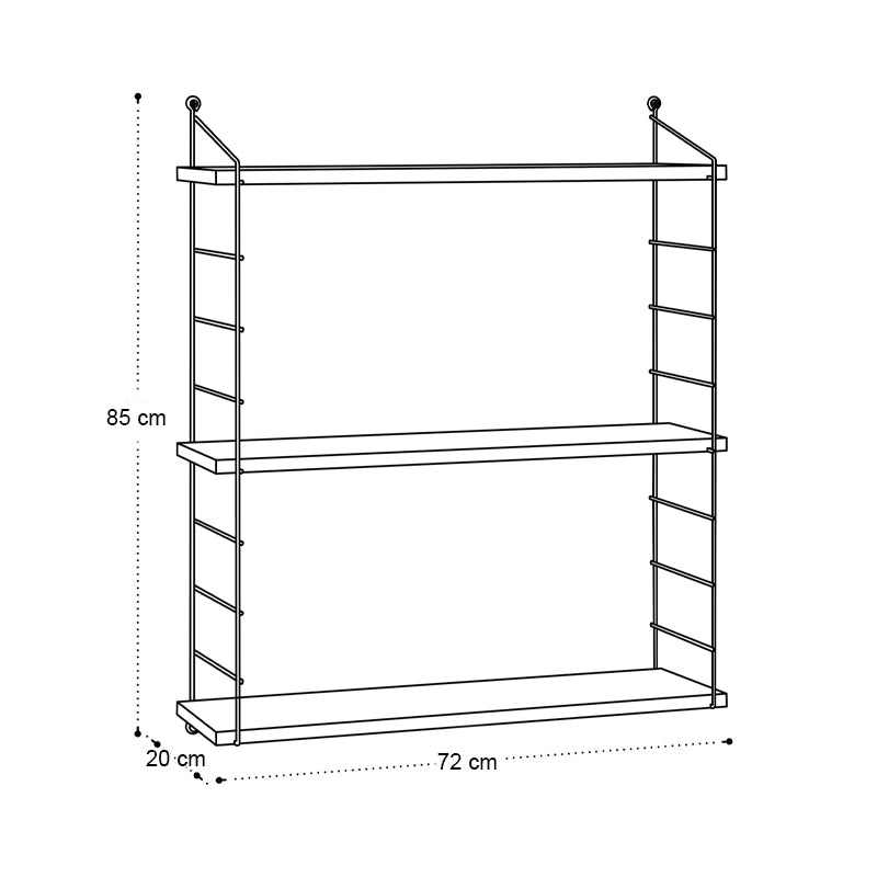 Ραφιέρα Τοίχου Armoni Χρώμα Sapphire Oak - Καφέ Μέταλλο 72x20x85