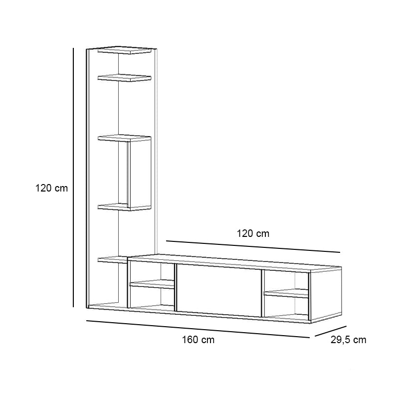 Έπιπλο Τηλεόρασης Pera Χρώμα Λευκό 160x29,5x120