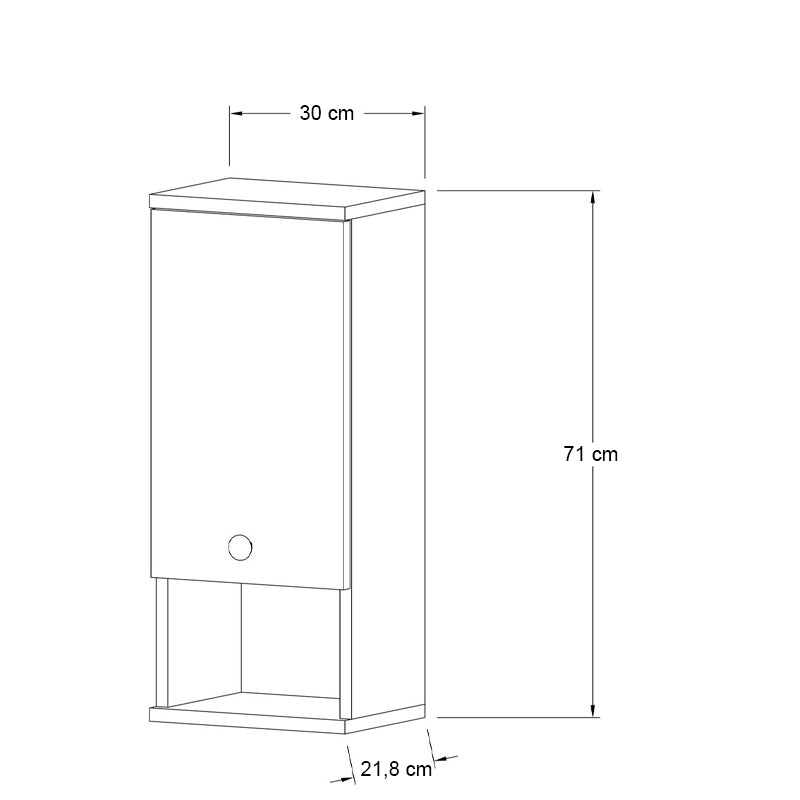 Ντουλάπι Μπάνιου Επιτοίχιο Mis Χρώμα Λευκό 30x21,8x71