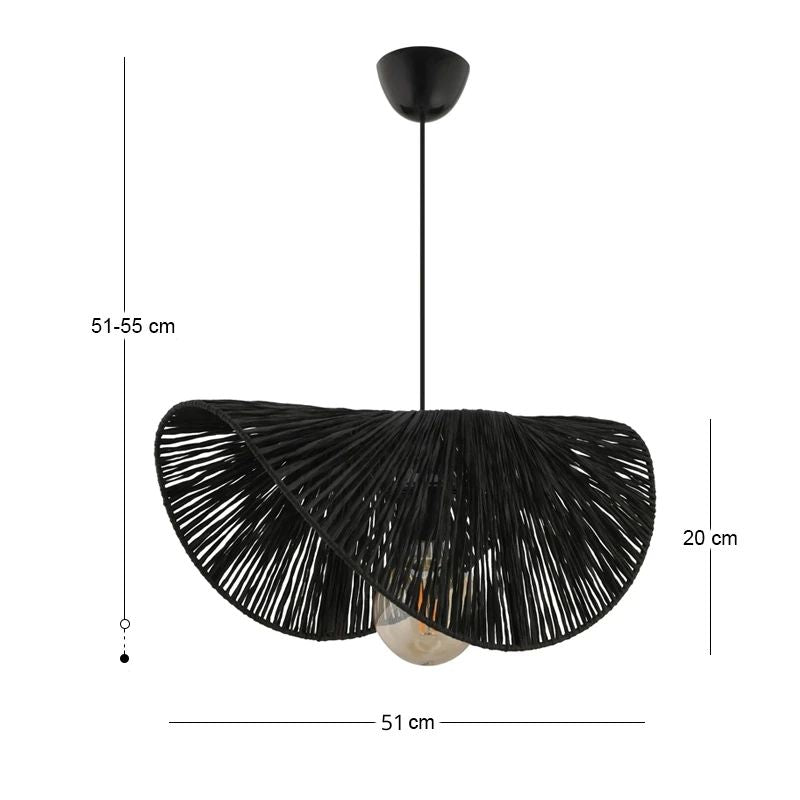 Φωτιστικό Οροφής Taco E27 Γιούτα Μονόφωτο Χρώμα Μαύρο 51x36x55