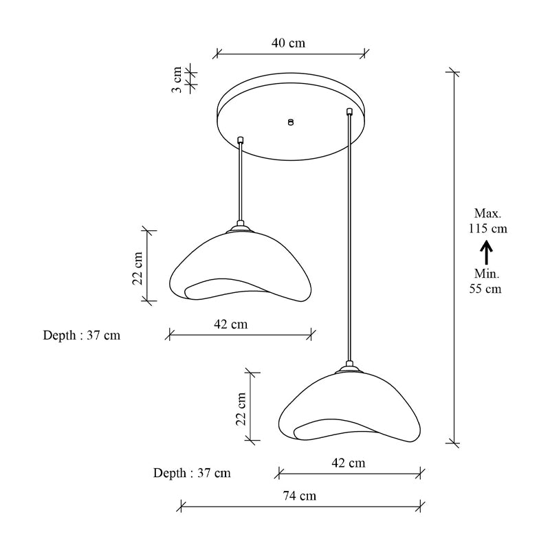 Φωτιστικό Οροφής Luna E27 Fiberglass Δίφωτο Χρώμα Λευκό Ø74x115