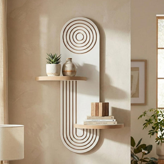 Ραφιέρα Τοίχου Artwill MDF Χρώμα Λευκό - Oak 46x13x70