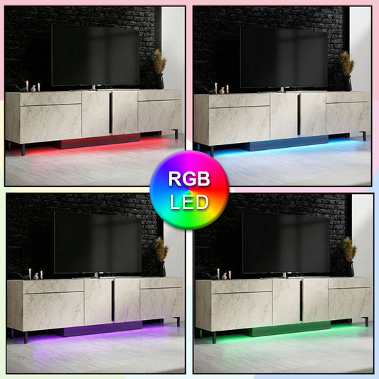Έπιπλο Τηλεόρασης Arlen με LED RGB Χρώμα Travertine 180x32x50