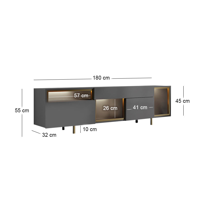 Έπιπλο Τηλεόρασης Norm με LED RGB Χρώμα Ανθρακί - Χρυσό 180x32x55