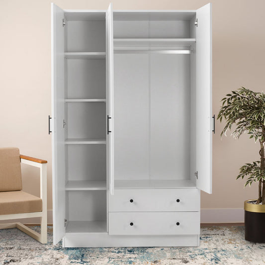 Ντουλάπα Ρούχων Jenna Τρίφυλλη Χρώμα Λευκό 105x50x182