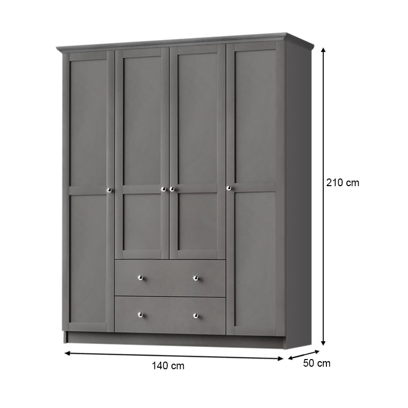 Ντουλάπα Ρούχων Emily Τετράφυλλη Χρώμα Ανθρακί 140x50x210