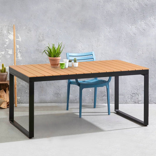 Τραπέζι Κήπου Poseidon Μέταλλο - Ξύλο Χρώμα Μαύρο - Καρυδί 180x92x75