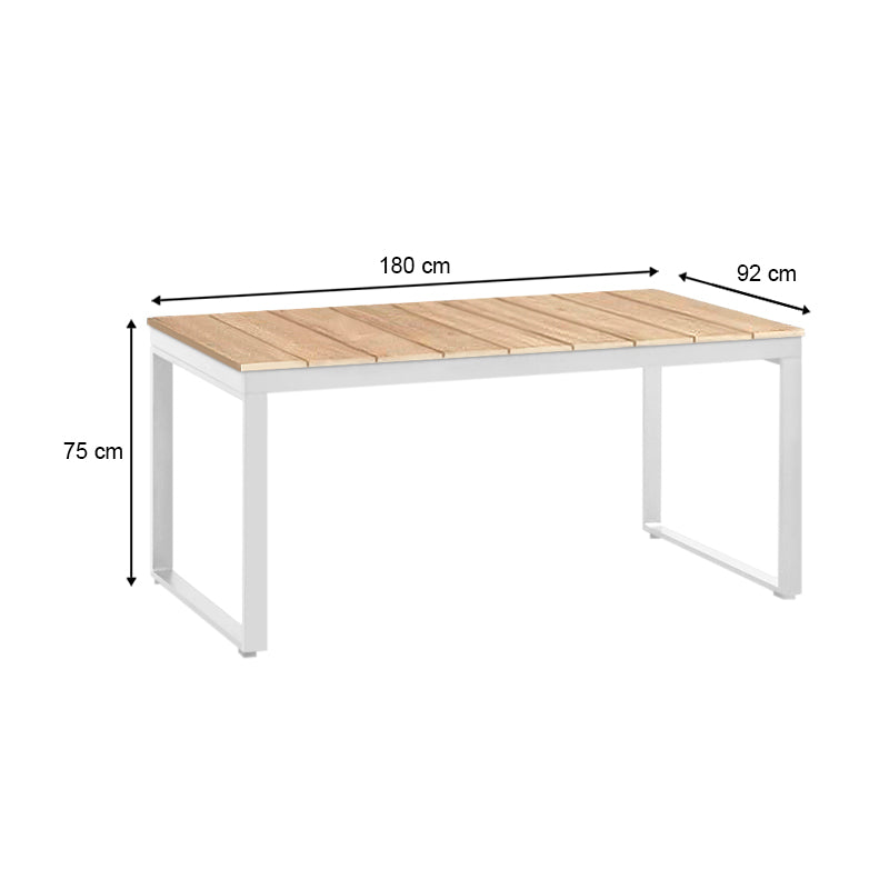 Τραπέζι Κήπου Poseidon Μέταλλο - Ξύλο Χρώμα Λευκό - Φυσικό 180x92x75