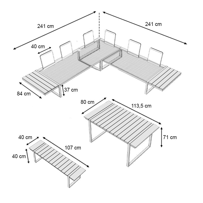 Σαλόνι Κήπου Γωνιακό Artemis Σετ 4 Τμχ Μέταλλο - Ξύλο Χρώμα Λευκό - Καρυδί