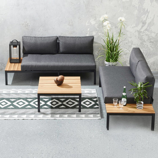 Σαλόνι Κήπου Echo Σετ 3 Τμχ Μέταλλο - Ξύλο Χρώμα Μαύρο - Γ