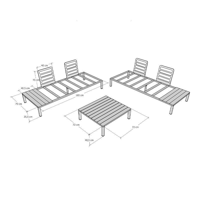 Σαλόνι Κήπου Echo Σετ 3 Τμχ Μέταλλο - Ξύλο Χρώμα Μαύρο - Γ