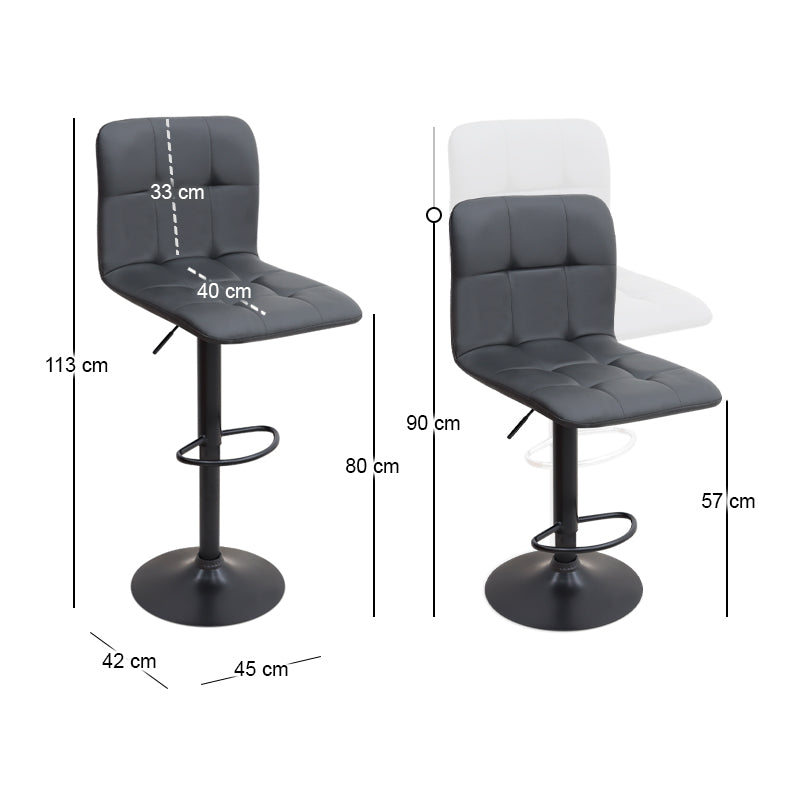 Σκαμπό Μπαρ Carmelo με Ρυθμιζόμενο Ύψος PU Μαύρο - Βάση Μαύρο Ματ 45x42x90/113