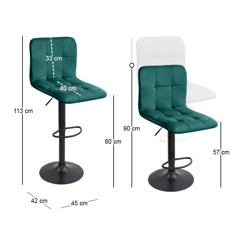 Σκαμπό Μπαρ Carmelo με Ρυθμιζόμενο Ύψος Βελούδο Κυπαρισσί - Βάση Μαύρο Ματ 45x42x90/113