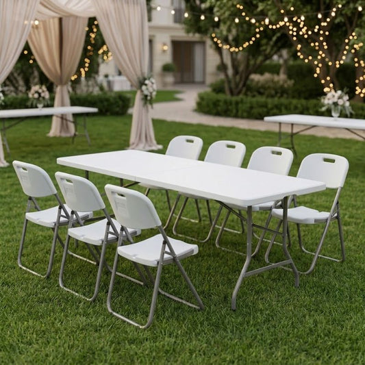Τραπέζι Catering - Συνεδρίου Capri Πτυσσόμενο - Βαλίτσα Χρώμα Λευκό του Πάγου 240x76x74