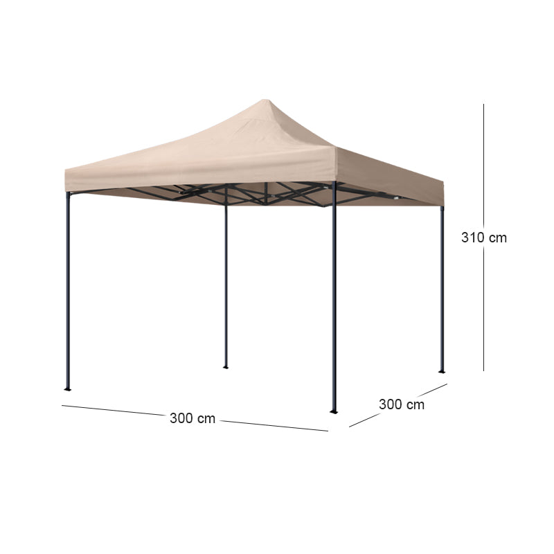 Κιόσκι - Gazebo Bari Πτυσσόμενο Μεταλλικός Σκελετός - Αδιάβροχο Ύφασμα Χρώμα Της Άμμου 3x3x3,1m