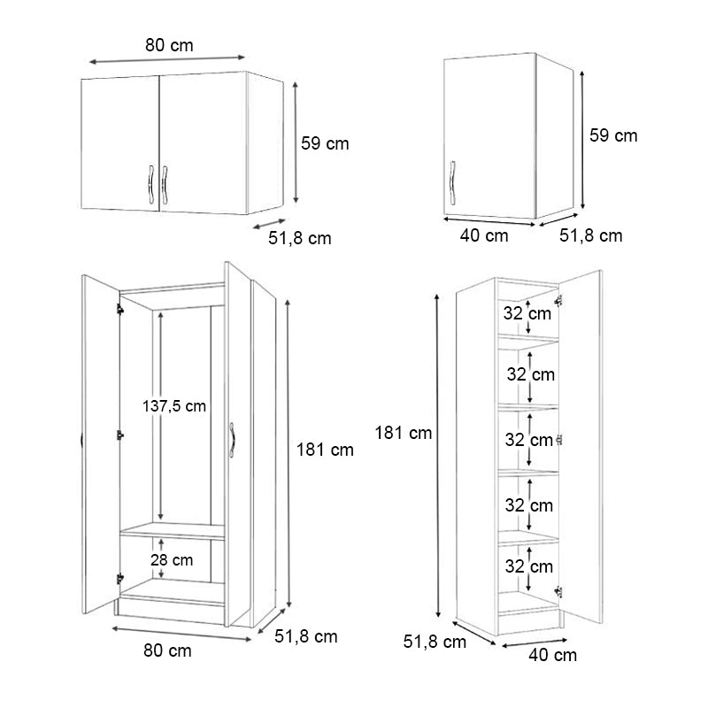 Ντουλάπα Ρούχων Vivian Τρίφυλλη με Πατάρι Χρώμα Φυσικό Οξιάς 120x51,8x240