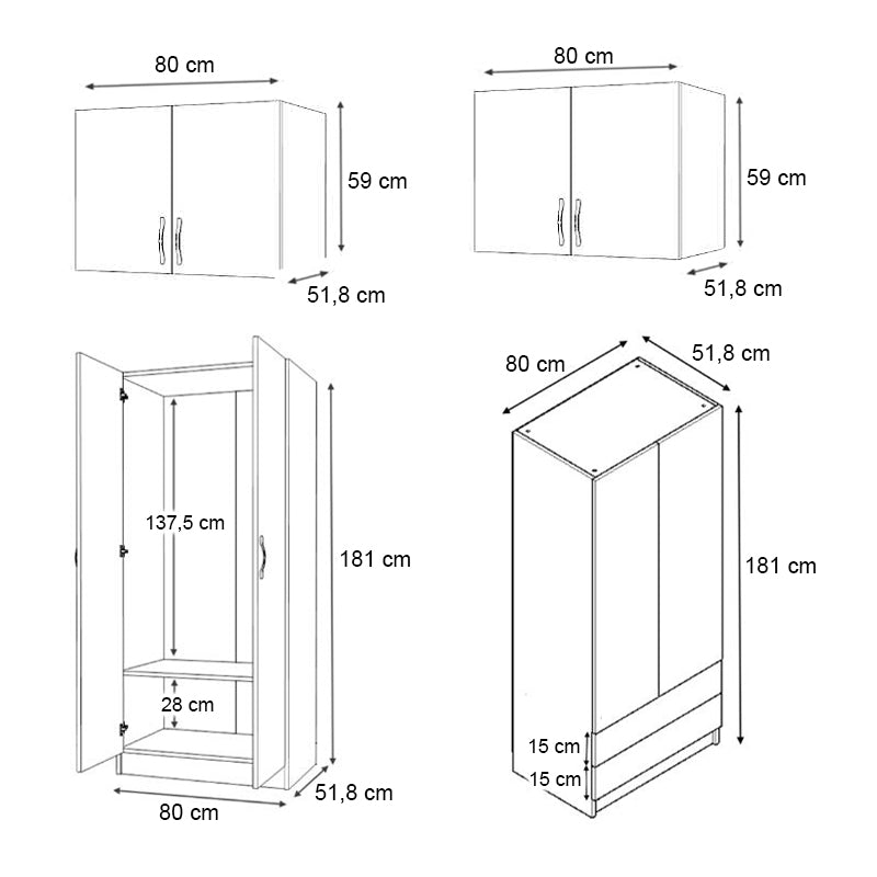 Ντουλάπα Ρούχων Vivian Τετράφυλλη με Πατάρι και Συρτάρια Χρώμα Φυσικό Οξιάς 160x51,8x240