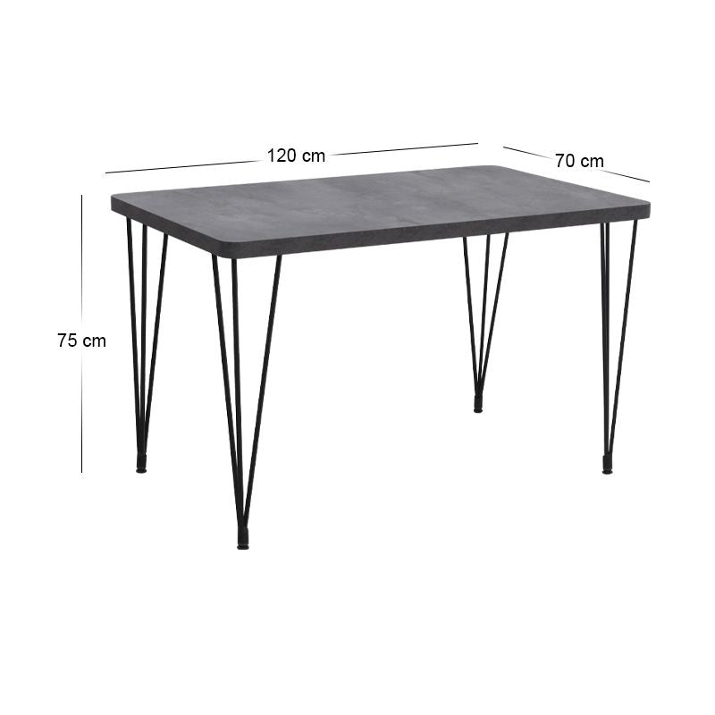 Σετ Τραπεζαρία 5 Τμχ Roger - Kevin MDF - Ύφασμα Χρώμα Σκούρο Γκρι Σκυροδέματος - Μουσταρδί 120x70x75