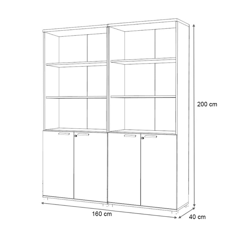 Βιβλιοθήκη Γραφείου Επαγγελματική Venturo Χρώμα Ανθρακί - Φυσικό Οξιάς 160x40x200