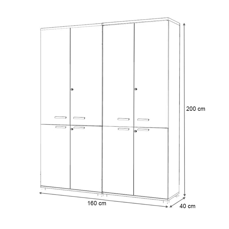 Ντουλάπα Γραφείου με Κλειδαριά Επαγγελματική Venturo Χρώμα Ανθρακί - Φυσικό Οξιάς 160x40x200