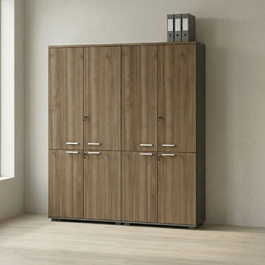 Ντουλάπα Γραφείου με Κλειδαριά Επαγγελματική Venturo Χρώμα Ανθρακί - Καρυδί 160x40x200