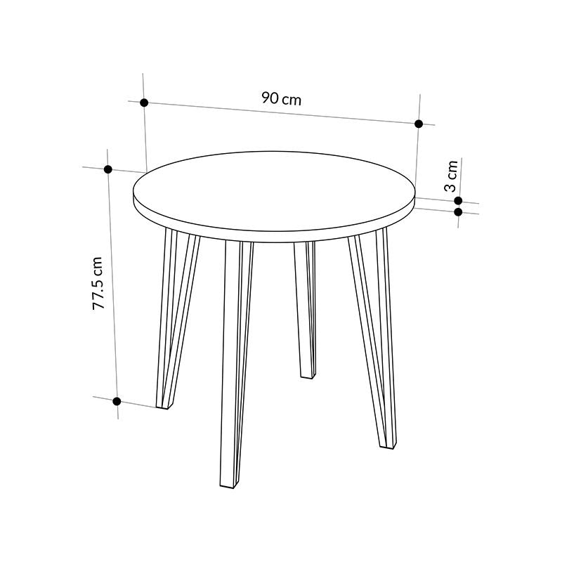 Σετ Τραπεζαρία 5 Τμχ Xana - Nova Χρώμα Sepet Oak - Cappuccino Ø90x77,7
