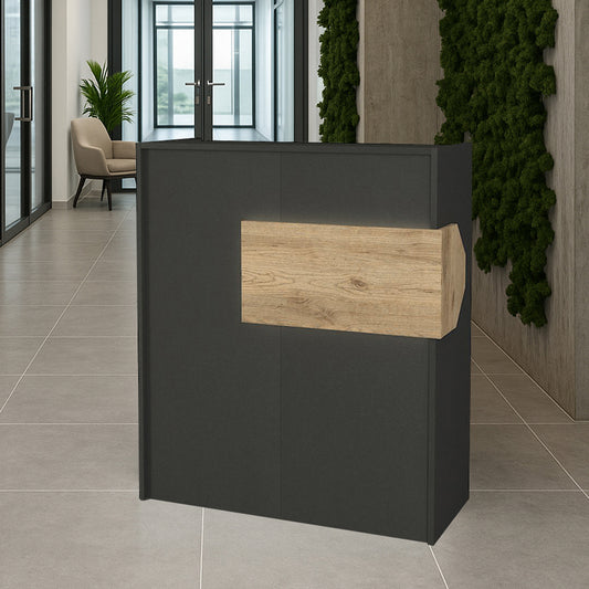 Γραφείο Υποδοχής - Reception Aloha με LED Χρώμα Ανθρακί - Sepet Oak 95,5x40x110,3