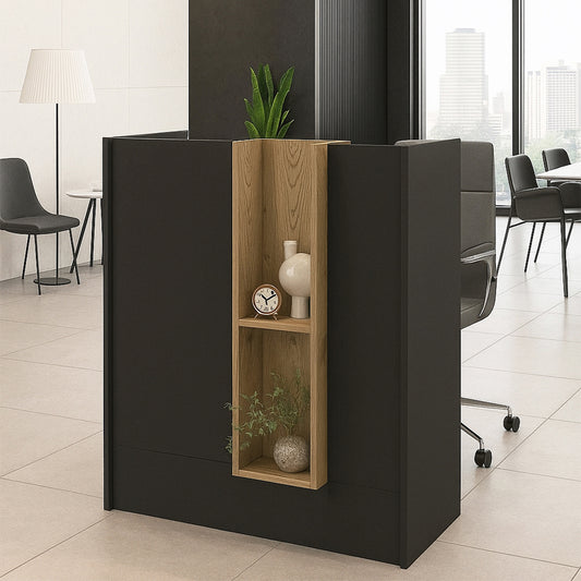 Γραφείο Υποδοχής - Reception Bonveno Χρώμα Ανθρακί - Sepet Oak 90x43,2x110