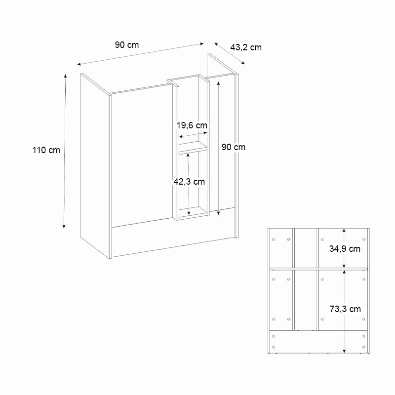 Γραφείο Υποδοχής - Reception Bonveno Χρώμα Ανθρακί - Sepet Oak 90x43,2x110
