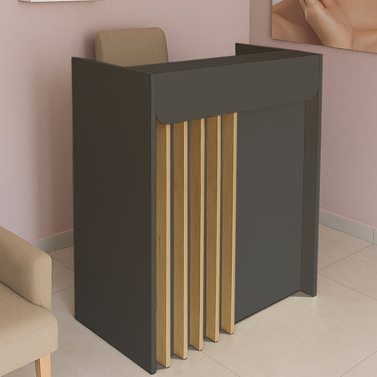 Γραφείο Υποδοχής - Reception Karibu με LED Χρώμα Ανθρακί - Sepet Oak 90x40x100