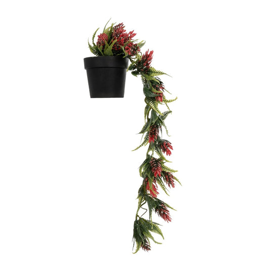 HANGING RED PINE CONE 20869 Τεχνητό Κρεμαστό Διακοσμητικό Φυτό Κόκκινο Κουκουνάρι Μ17 x Π17 x Υ50