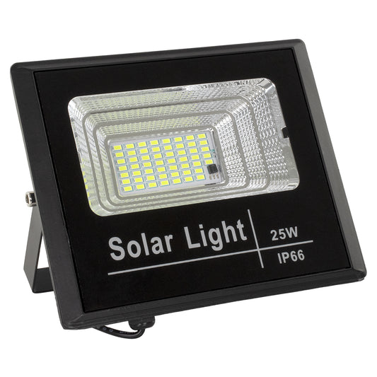 HERMES 71554 Προβολέας LED 25W 250lm 120° DC 5V με Φωτοβολταϊκό Panel 5V 4W & Επαναφορτιζόμενη Μπαταρία Li-ion 3.2V 3000mAh Αδιάβροχο IP65 Ψυχρό Λευκό 6000K - Sanan Chip - Μαύρο - Μ19.5 x Π5 x Υ4.8