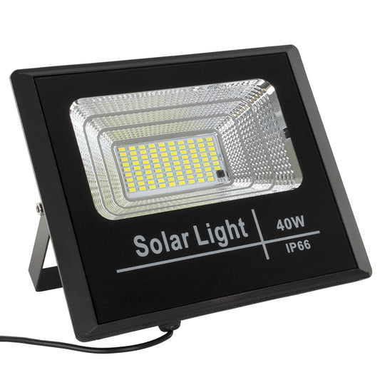 HERMES 71555 Προβολέας LED 40W 400lm 120° DC 5V με Φωτοβολταϊκό Panel 5V 6W & Επαναφορτιζόμενη Μπαταρία Li-ion 3.2V 5000mAh Αδιάβροχο IP65 Ψυχρό Λευκό 6000K - Sanan Chip - Μαύρο - Μ23 x Π19.5 x Υ5