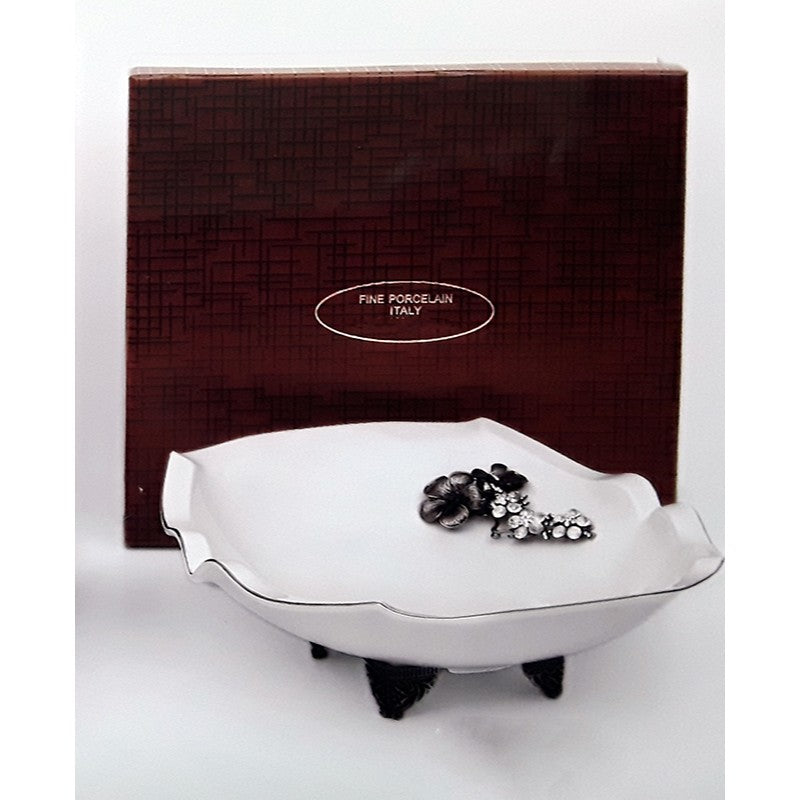 Πιατέλα Κυματιστή Λευκή Πορσελάνη 32x28εκ