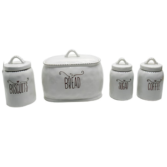 Μπισκοτιέρα Κεραμική Λευκή/Γκρι 14x14x19