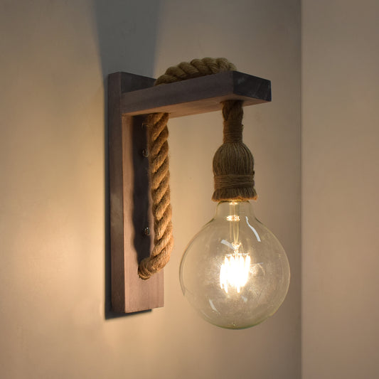 KENSI 00879 Boho Φωτιστικό Τοίχου - Απλίκα με Ντουί 1 x E27 AC 220-240V IP20 - Καφέ & Μπεζ - Μ7 x Π20 x Υ30