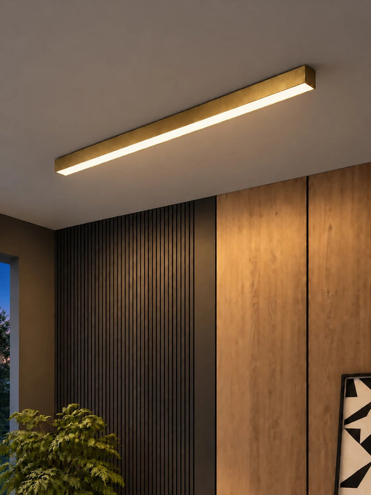 ORION KLV-101-0364-V2 Γραμμικό Φωτιστικό Οροφής LED 72W 7200lm 120° AC 220-240V IP20 Ρυθμιζόμενο Λευκό CCT με Χειριστήριο από 2700K έως 6000K Dimmable - Lumileds SMD Chip - Σατινέ Χρυσό Βούρτσας - Μ120 x Π5 x Υ7