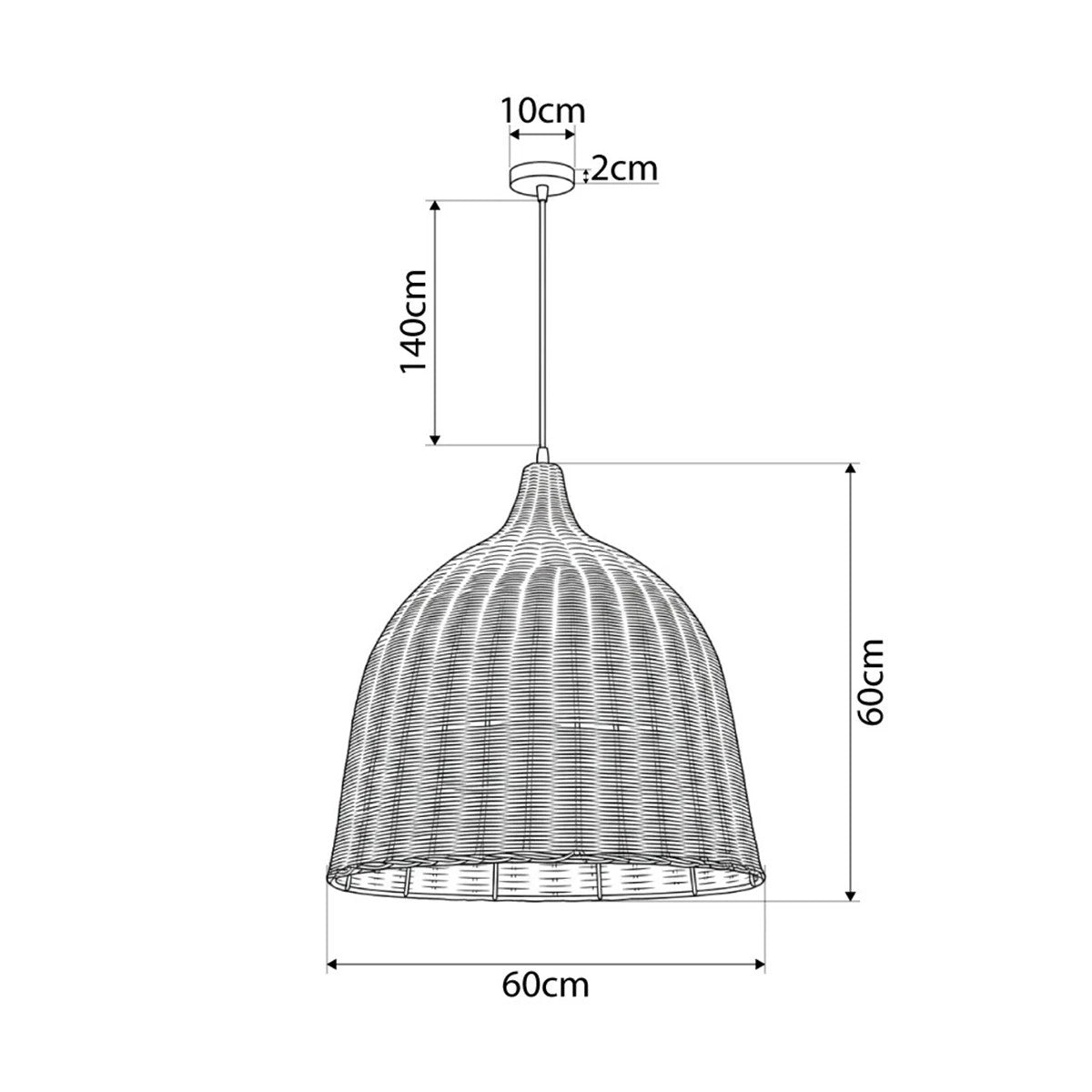 BAHAMAS KLV-102-0003 Pendant Ceiling Light for E27 Bulb AC 220-240V IP20 - Beige - L60 x W60 x H60