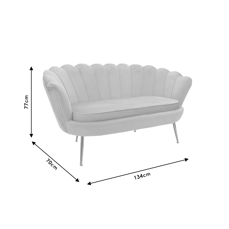 Καναπές 2θέσιος Daimon Βελούδο Γκρι 134x70x77