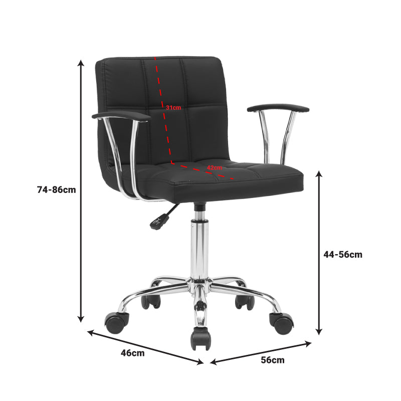 Καρέκλα Γραφείου Buleco PU σε Μαύρη Απόχρωση 56x46x74-86