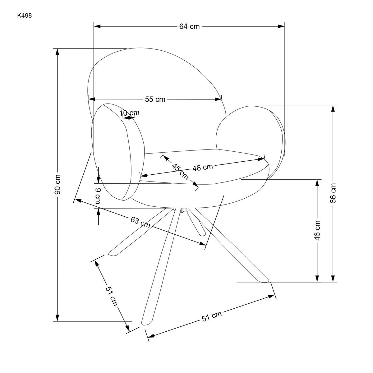 Καρέκλα Teddy Μπεζ 64x63x90