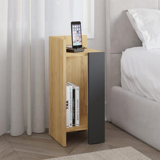 Κομοδίνο Elos Αριστερό Χρώμα Sapphire Oak - Ανθρακί 25x27x60