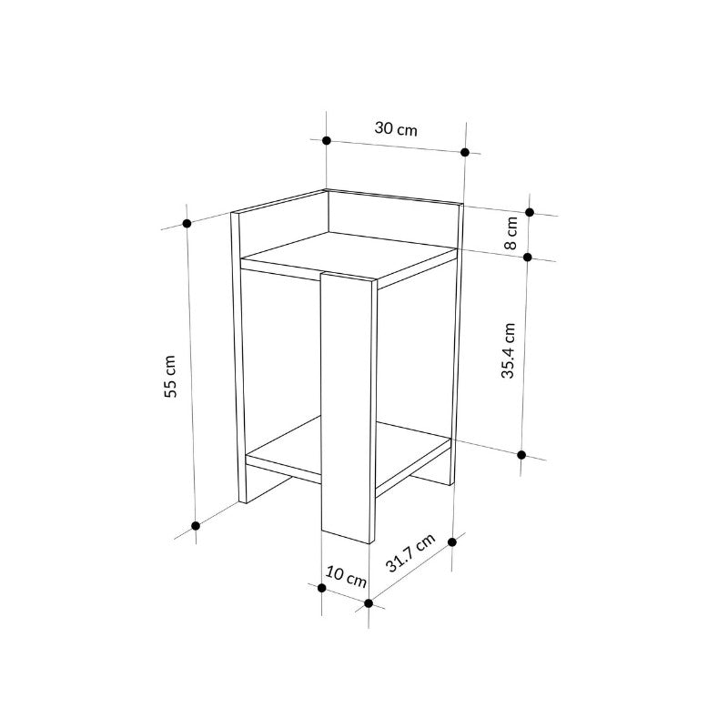 Κομοδίνο Elos Χρώμα Saphhire Oak - Silky Black 30x31,7x55