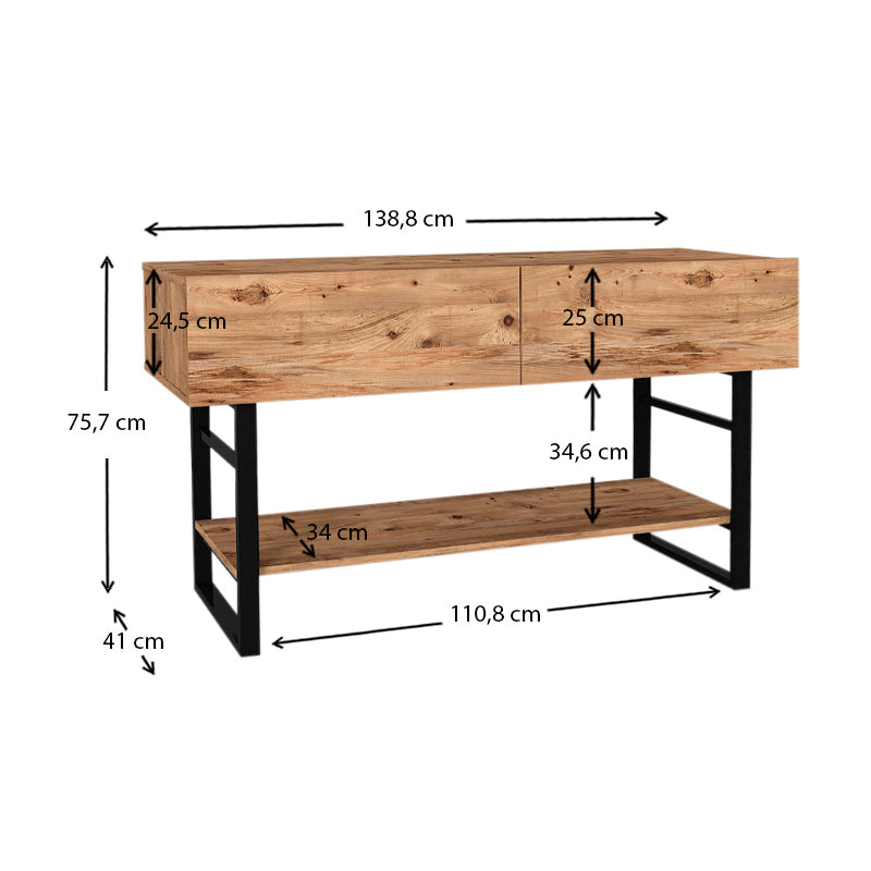 Κονσόλα Μελαμίνης Aron Χρώμα Atlantic Pine 138,8x41x75,7