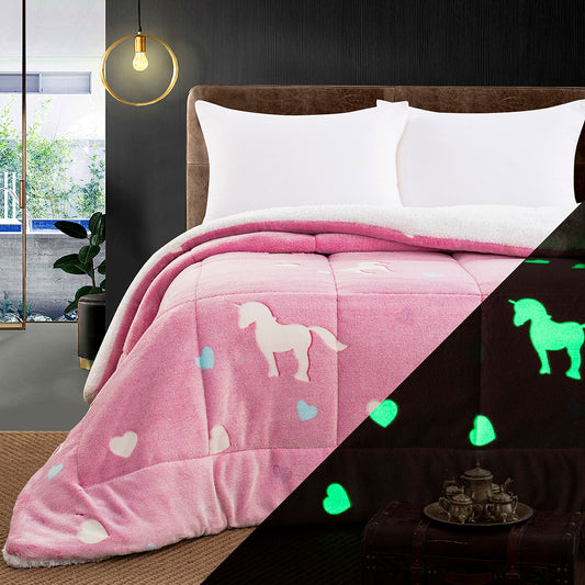 Κουβερτοπάπλωμα Μονό Φωσφοριζέ Glow Art 6272 160x220εκ Ροζ