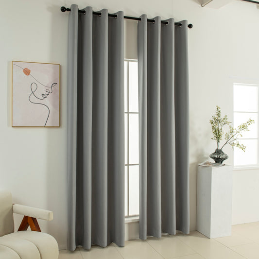 Κουρτίνα Full Blackout Σκίασης με 8 Κρίκους Soft Art 8391 140x270εκ Γκρι