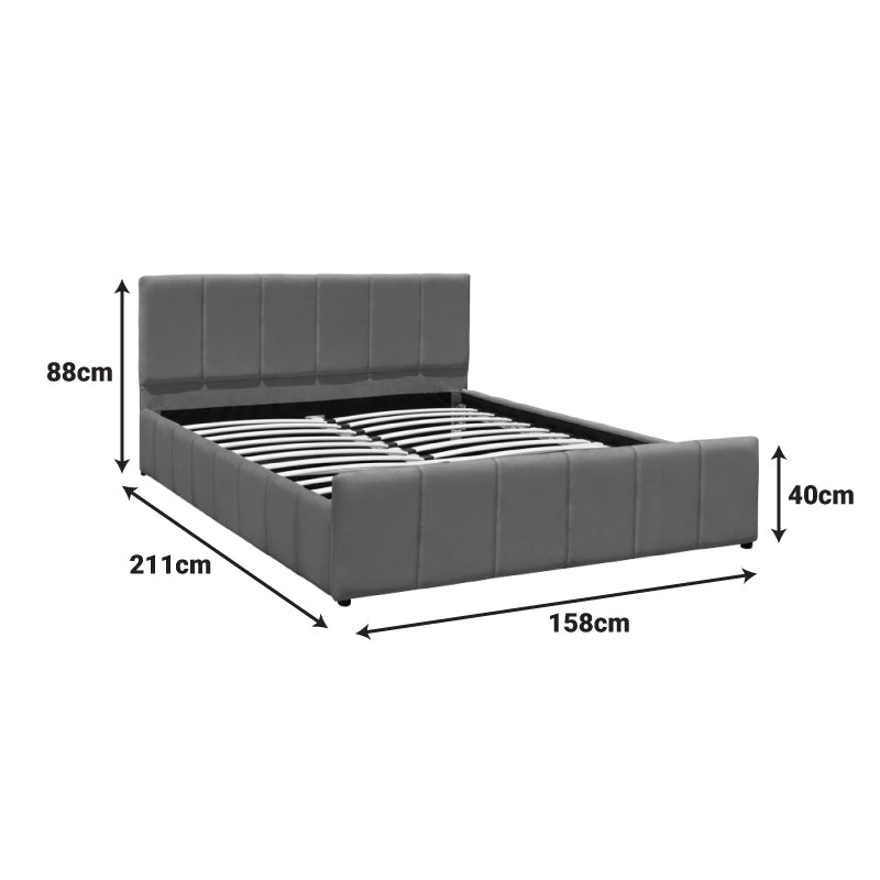 Doulia Double Bed Beige Velvet 150x200cm