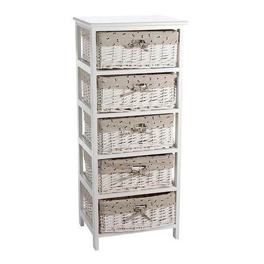 Ξύλινη Συρταριέρα Λευκή 5 Συρτάρια 42x32x100