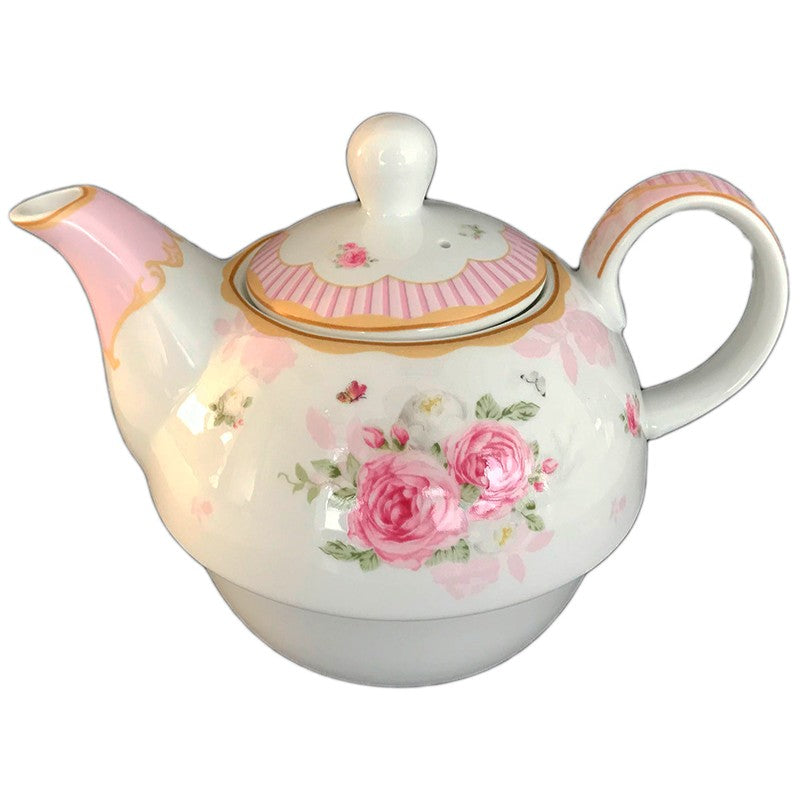 Σετ Φλιτζάνι Τσαγιού με Τσαγιέρα και Πιατάκι Πορσελάνης 3 Τεμ English Floral Flowers 14x17x15